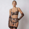 Zestaw koronkowy haftowany Obsidian Lace – Black