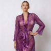 Piżama damska koronkowa haftowana 2-częściowa Amethyst Whisper – Purple