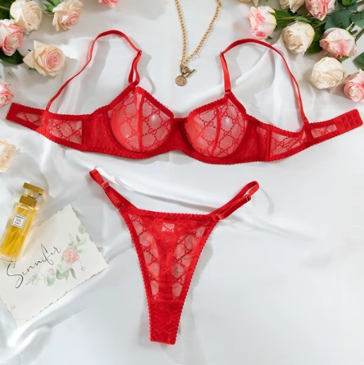 Komplet bielizny koronkowej prześwitującej Scarlet Muse fe001963c0b772f2501a32aedd495c60