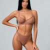Komplet bielizny w odcieniu nude Mocha Muse – Sandstone Monogram