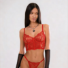 Komplet buduarowy Scarlet Muse – Floral Embroidery Ensemble