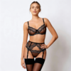 Komplet buduarowy Onyx Silhouette – Scalloped Embroidery Set