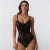 Komplet buduarowy Onyx Architecture – Sculpting Lace Bodysuit