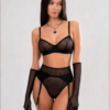 Komplet bielizny z siateczki plumeti Noir Dot – Femme Fatale