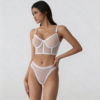 Komplet bielizny buduarowej Pearl Dot – White Mesh Bustier Set