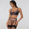 Komplet buduarowy Midnight Rose Garden – Floral Embroidery Set