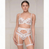 Komplet bielizny buduarowej Crystal Dew – White Floral Embroidery Set