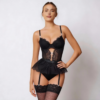 Komplet buduarowy Midnight Peplum – Noir Couture Bodysuit
