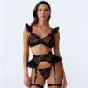 Komplet buduarowy Midnight Ruffle – Noir Lace Ensemble
