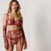 Zestaw bielizny haftowany Velvet Rouge – Red