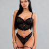Komplet bielizny koronkowej Rosé Noir – 3D Floral Appliqué