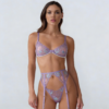 Komplet buduarowy Lavender Muse – Pearl-Trimmed Floral Set