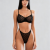 Komplet bielizny z geometrycznym wzorem Noir Lattice – Black Monogram