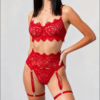 Komplet bielizny koronkowej Scarlet Eyelash – Passionate Red