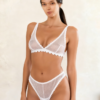 Komplet bielizny z ażurowej siateczki Pure Minimalism – White